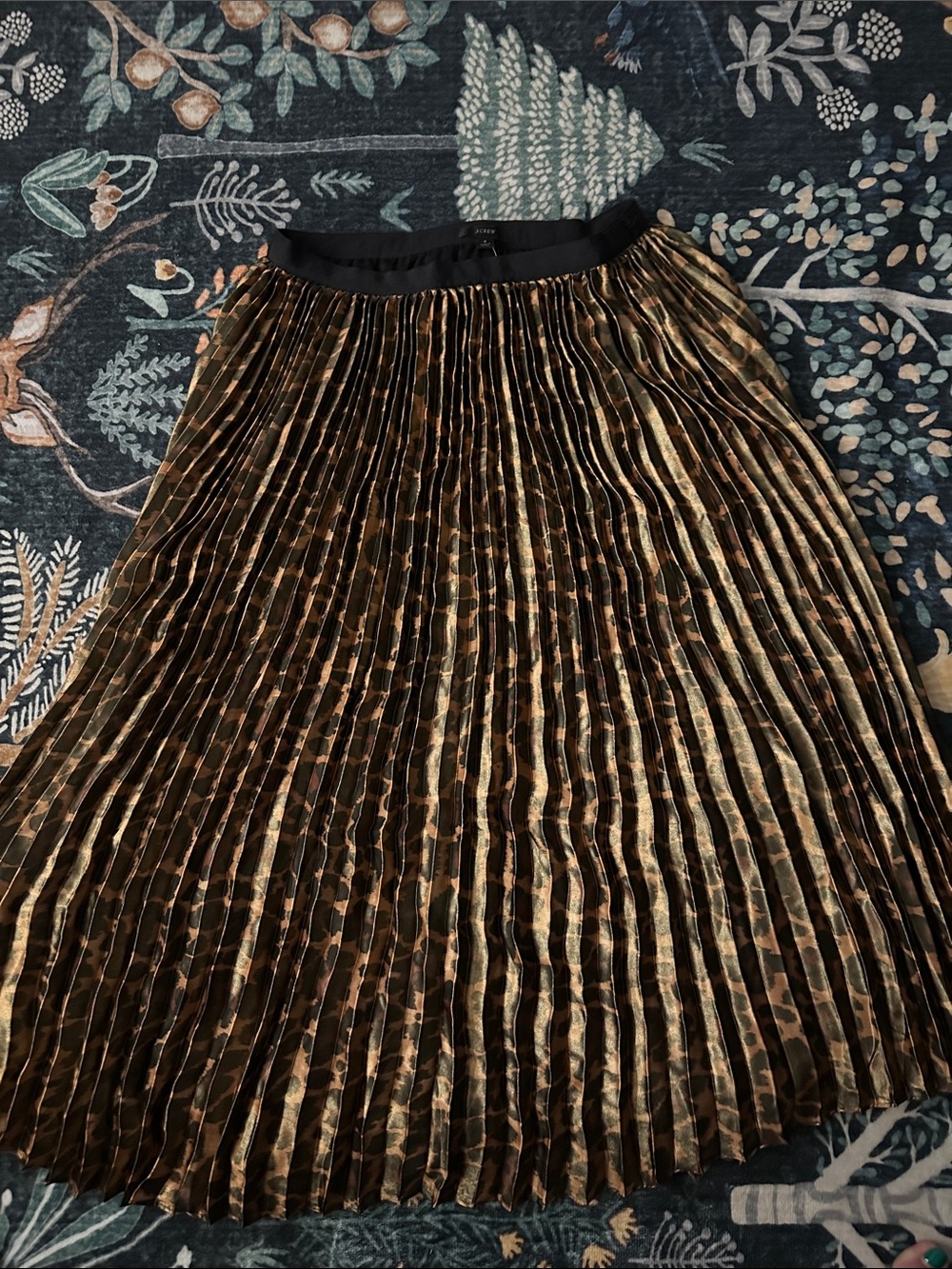 J. Crew Pleated Leopard-Print Midi Skirt in Brown and Black